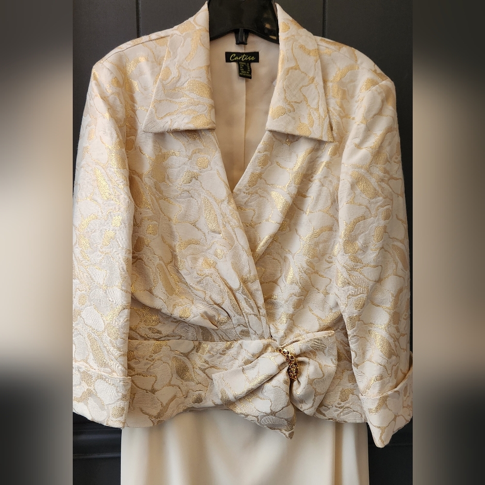 Cartise 2 Piece Ivory Top/Blazer and Long Ivory Skirt